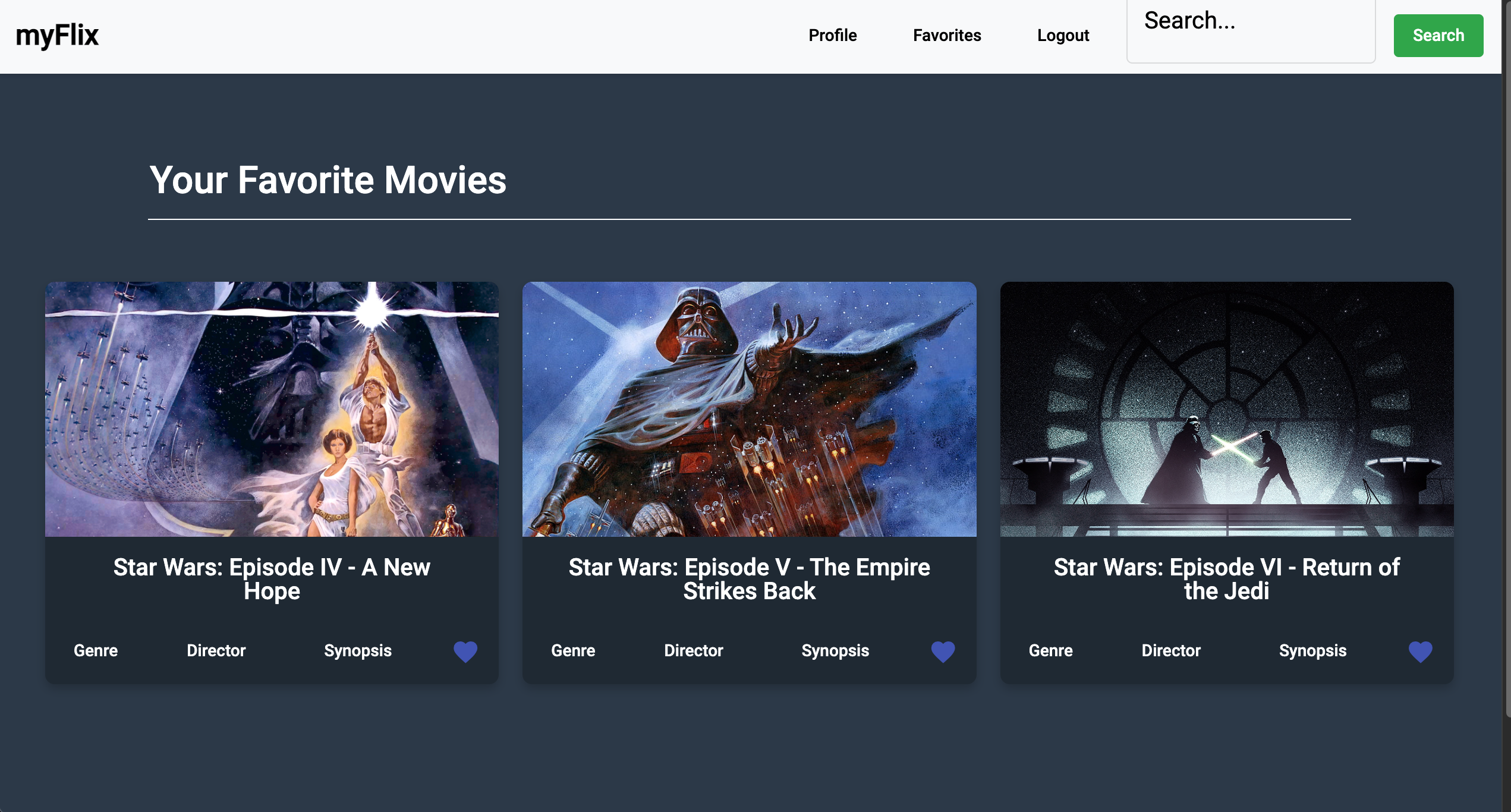MyFlix Angular Web Screenshot