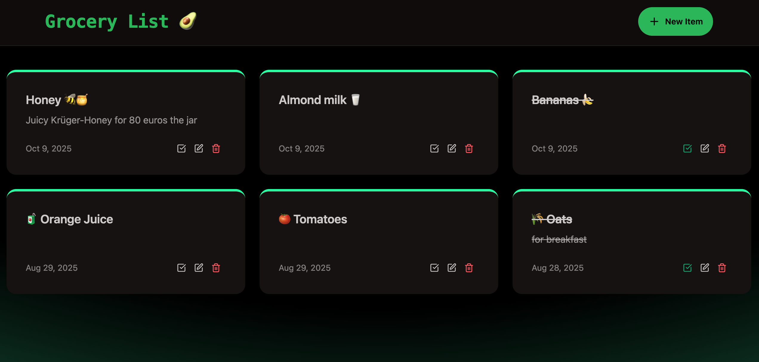 Grocery-List Screenshot