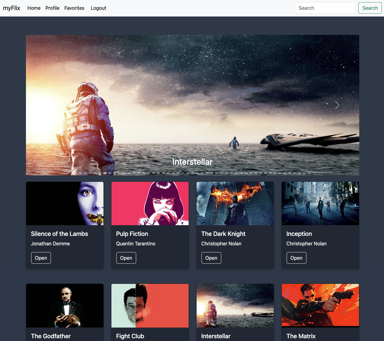 myFlix React App Screenshot