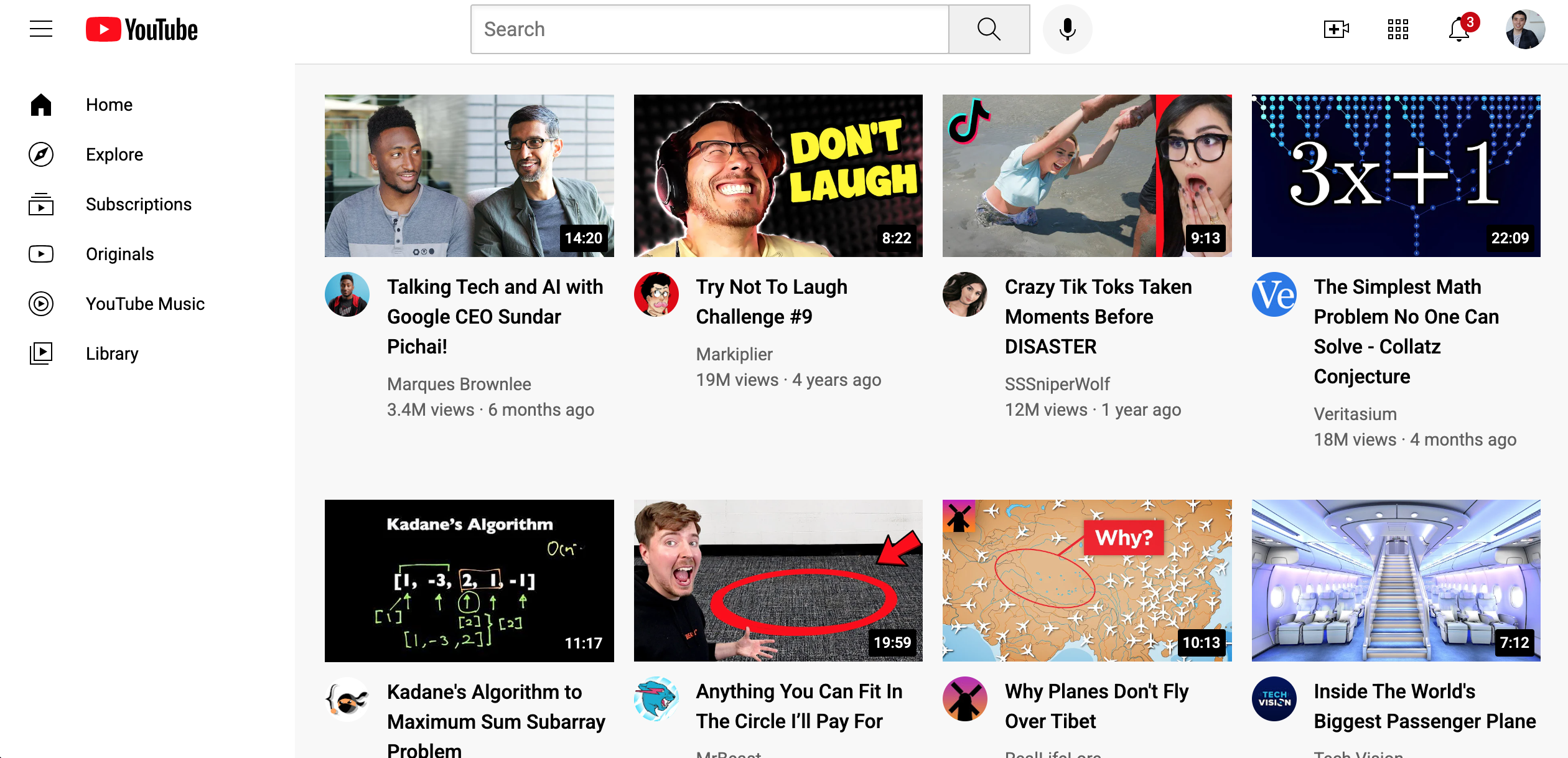 YouTube Website Screenshot